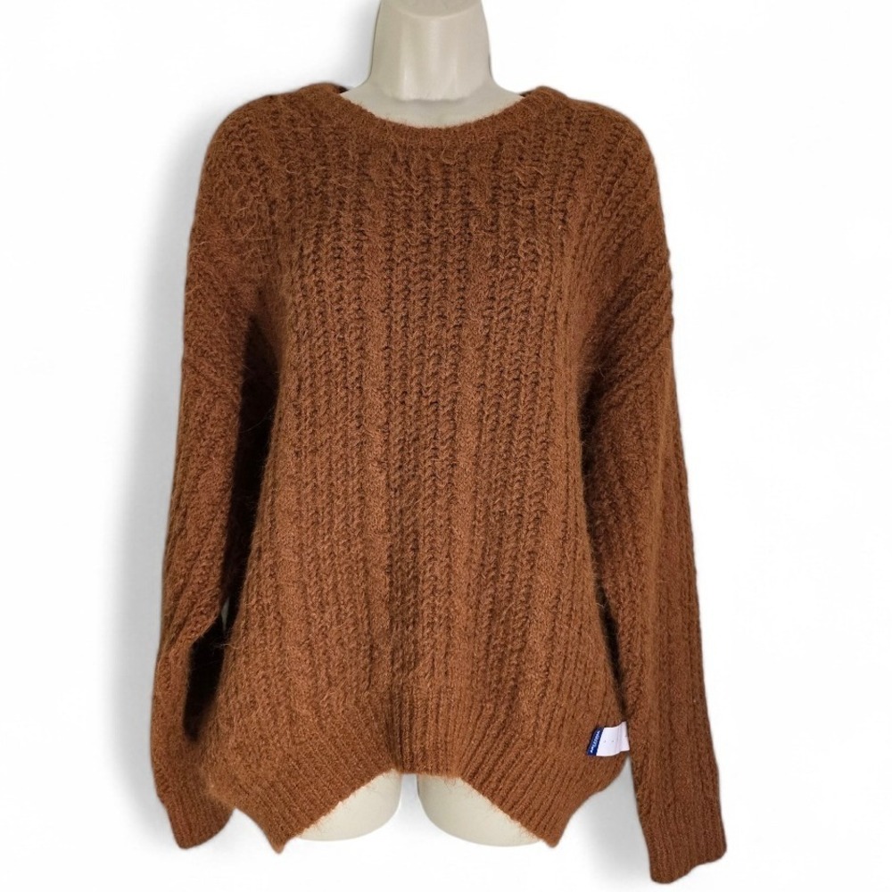 ARIZONA JEAN CO Rust Orange Fuzzy Knit‎ Sweater Oversized Women's Size L